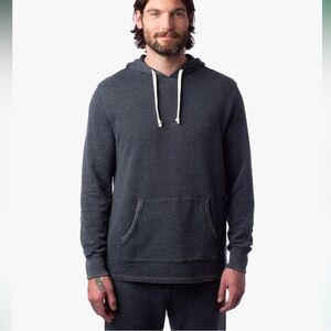 Alternative Apparel French Terry Vintage Schoolyard Long Sleeve Hoodie in Black